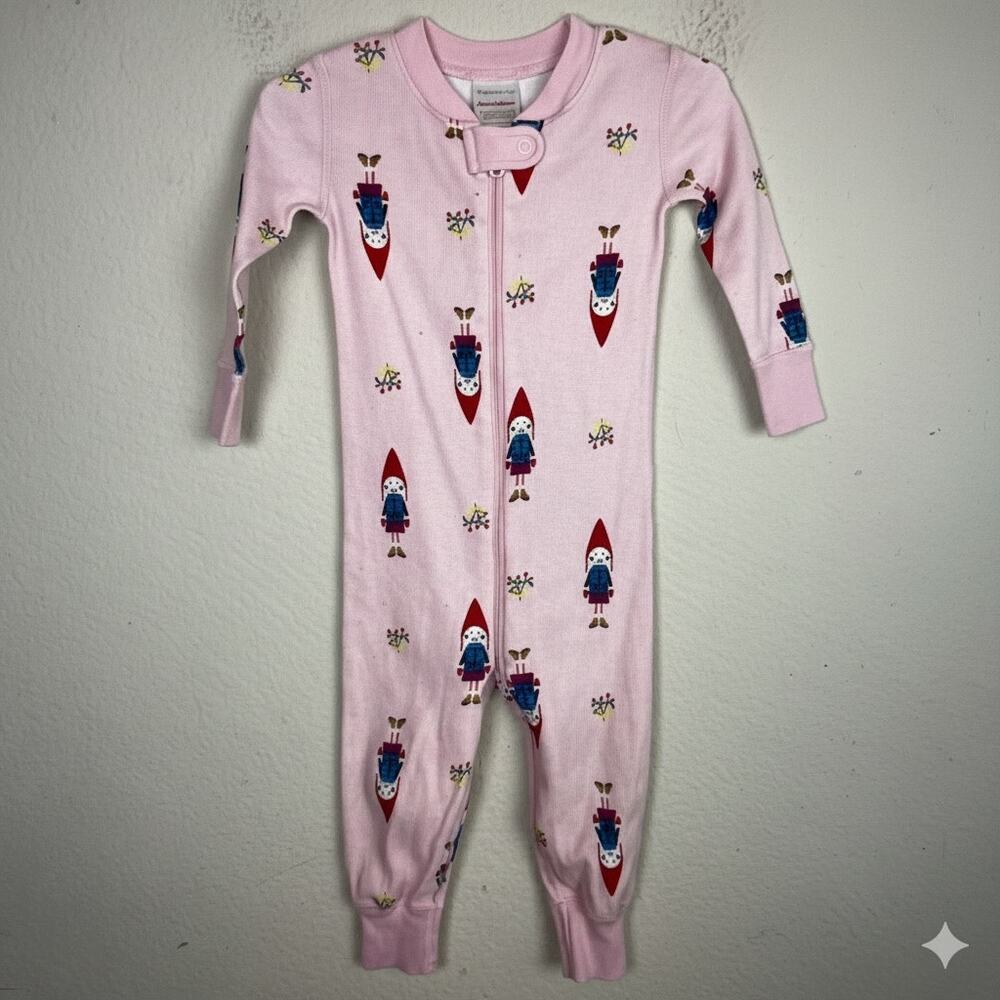 Hanna Anderson Pink Gnome Zip Bunny Sleeper 75 / 12 to 18Months